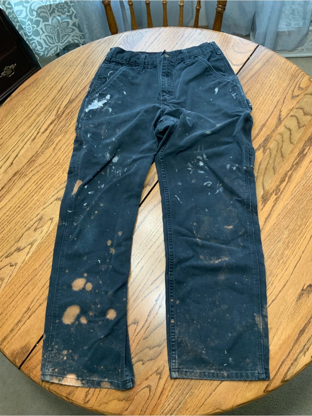 Carhartt B11 BLK Work Pants – 28x30 – Black – Distressed Paint Bleach Thrashed